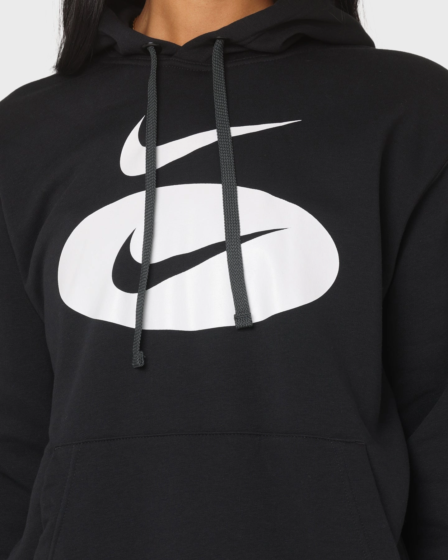 Nike Swoosh League Fleece Pull Over Hoodie Black Hooded Design