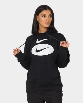 Articulated Sleeves Nike Swoosh League Fleece Pull Over Hoodie Black