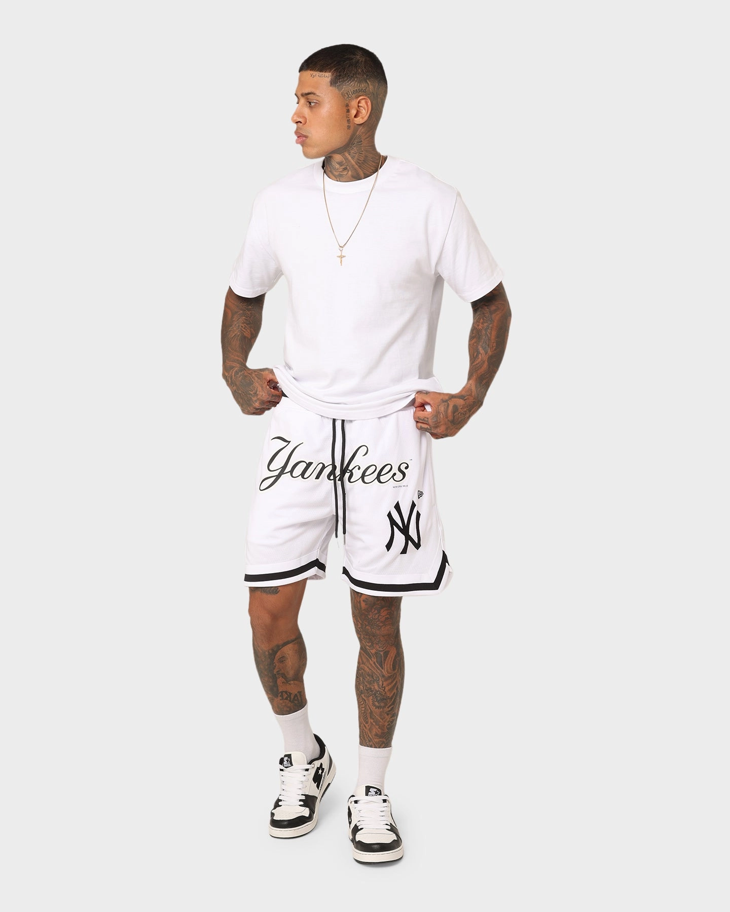 New Era New York Yankees Mesh Shorts White Adaptive Tension Control Anti Pilling Technology