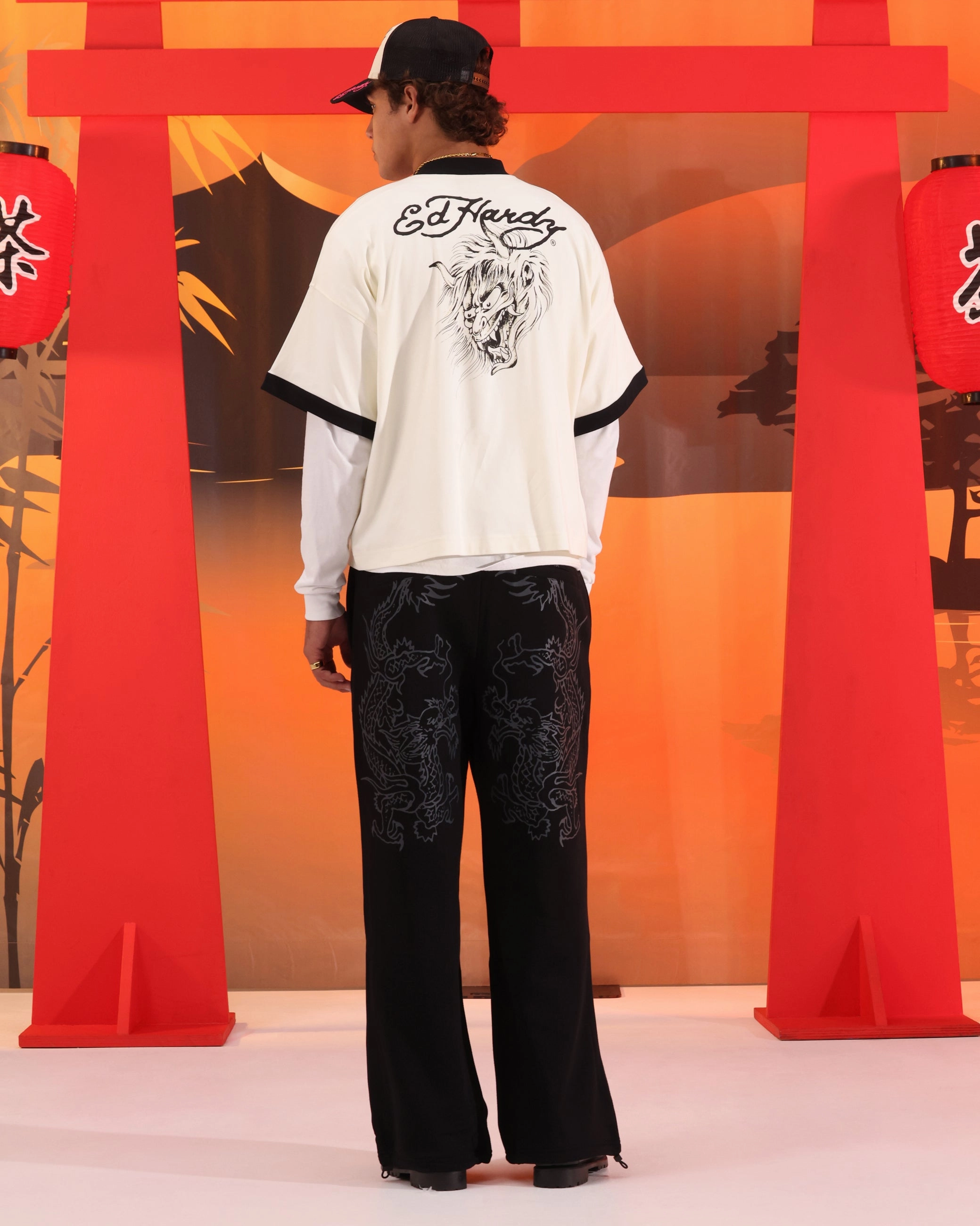 Everyday Fashion Ed Hardy Devil Ringer T-Shirt Off White