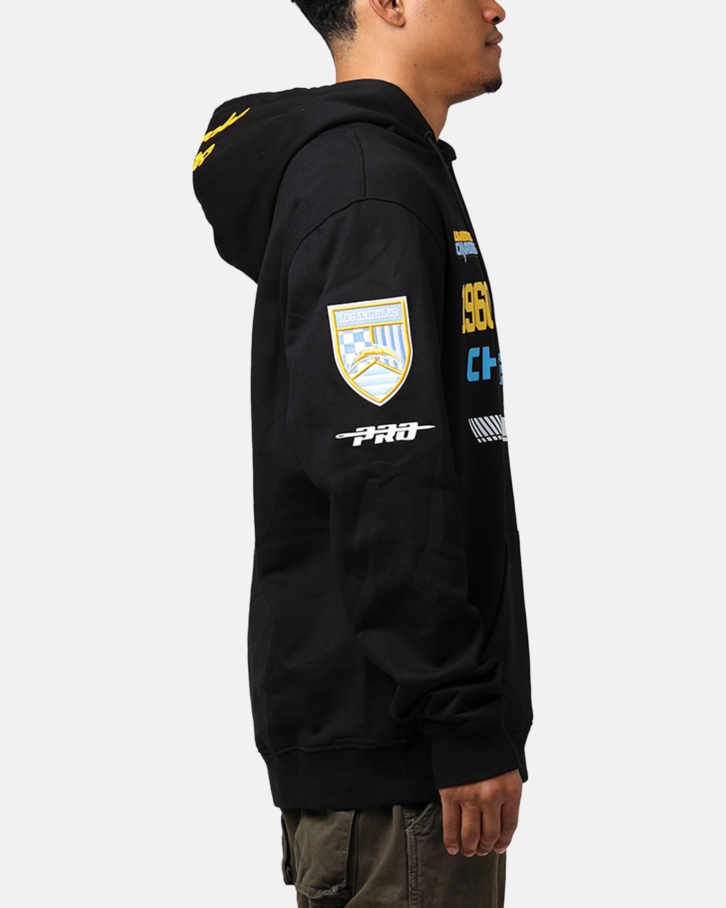 Pro Standard Los Angeles Chargers Fast Lane Hoodie Black Sustainable short sleeved