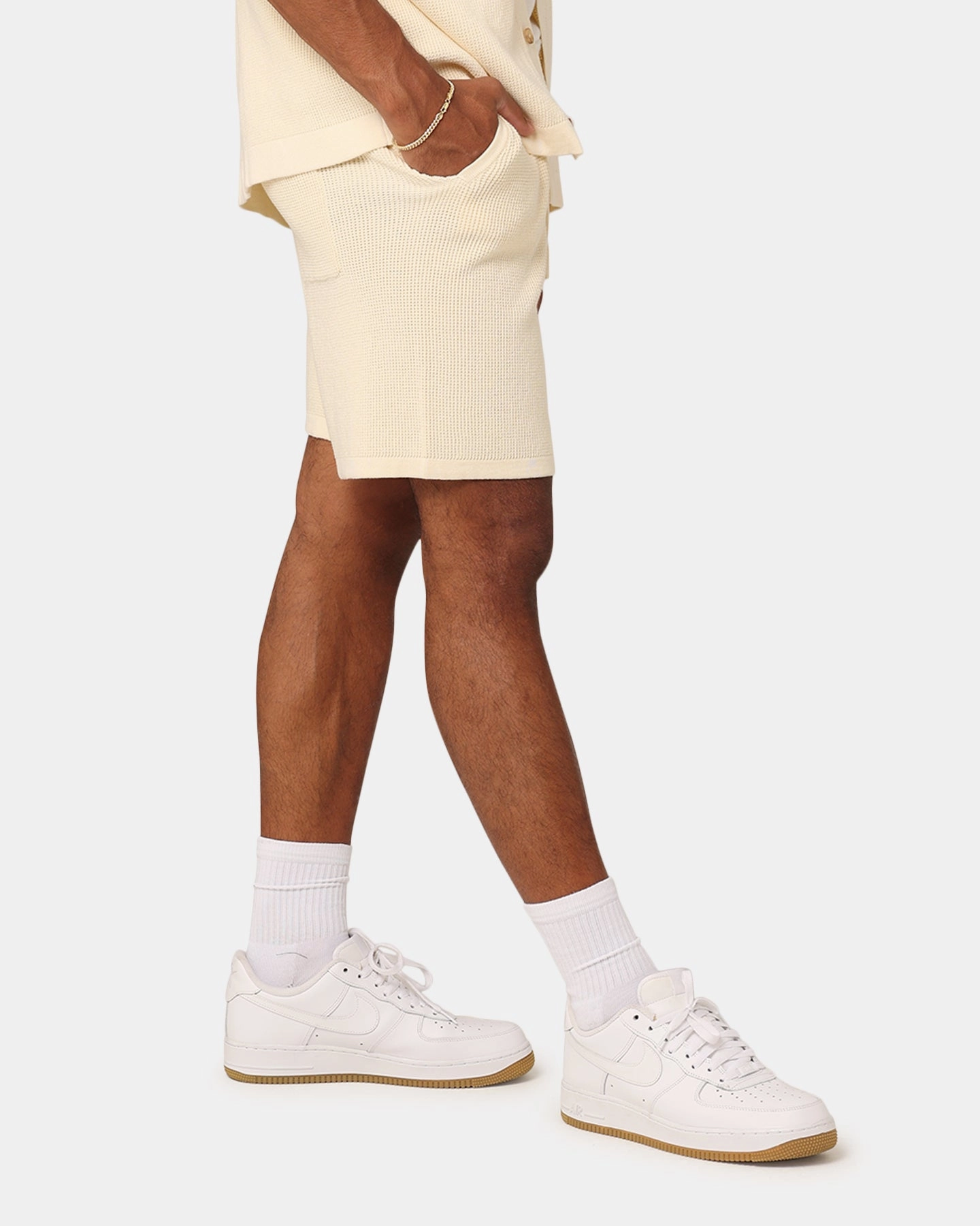 Anti Slip Waistband XXIII Zyair Knit Rib Shorts Cream