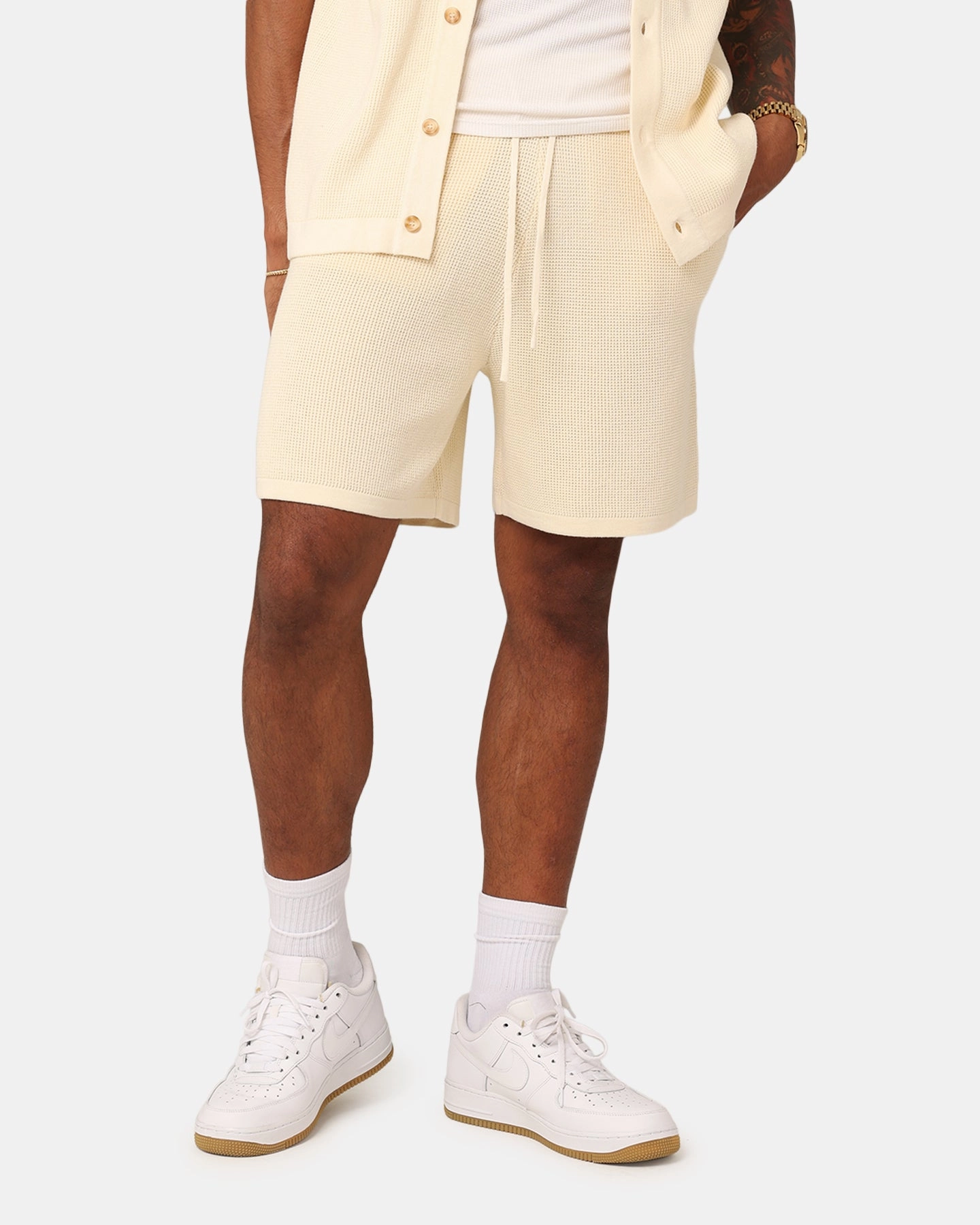 Glide On Mobility Cut XXIII Zyair Knit Rib Shorts Cream