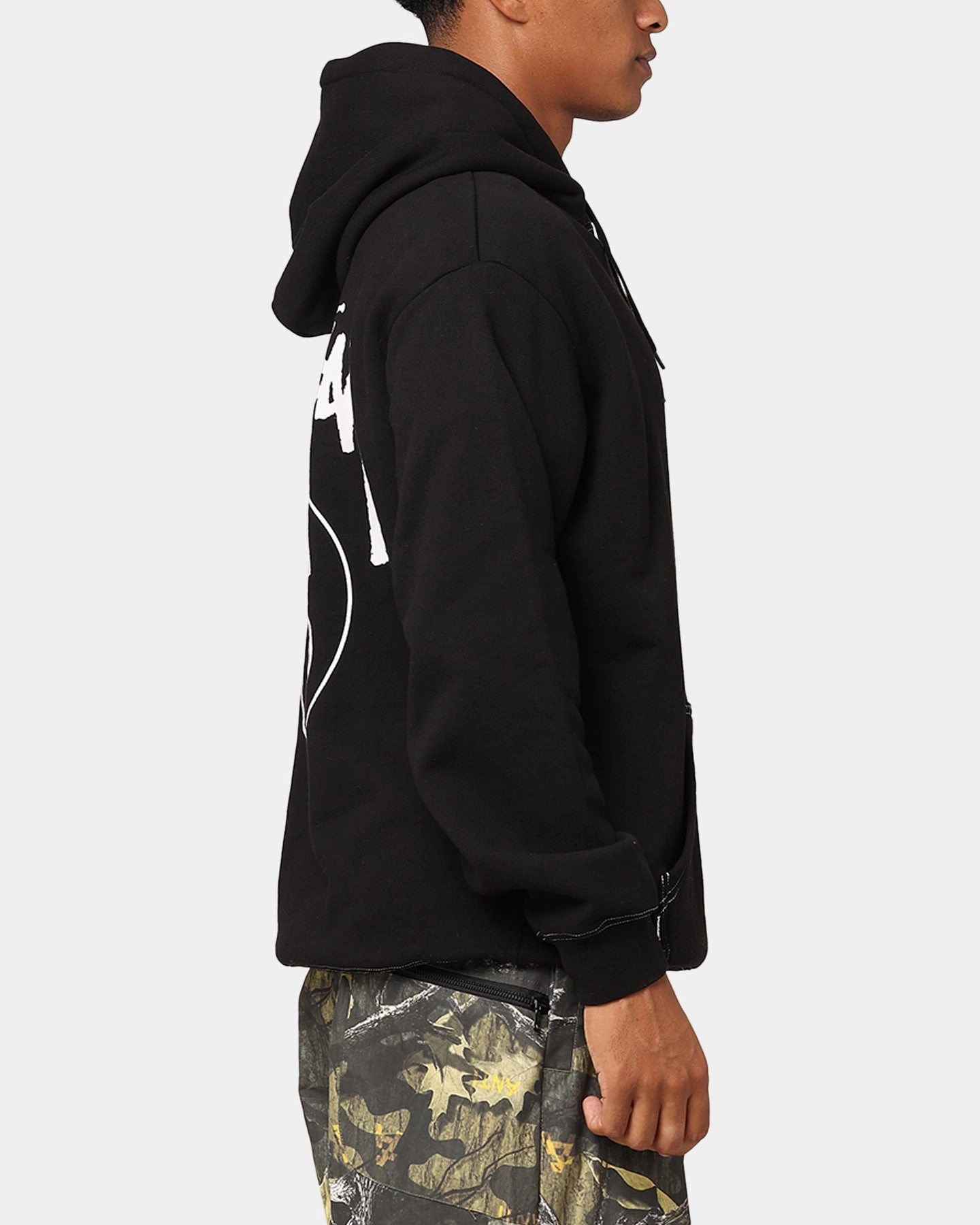 Loop Fastened Hood suitable for fashion contests Stussy SS Link Fleece Hoodie Black
