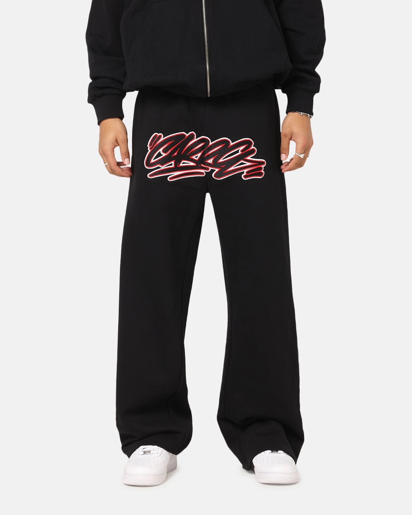 Anti Pilling Surface Chic Design Carre Terrace Trackpants Black