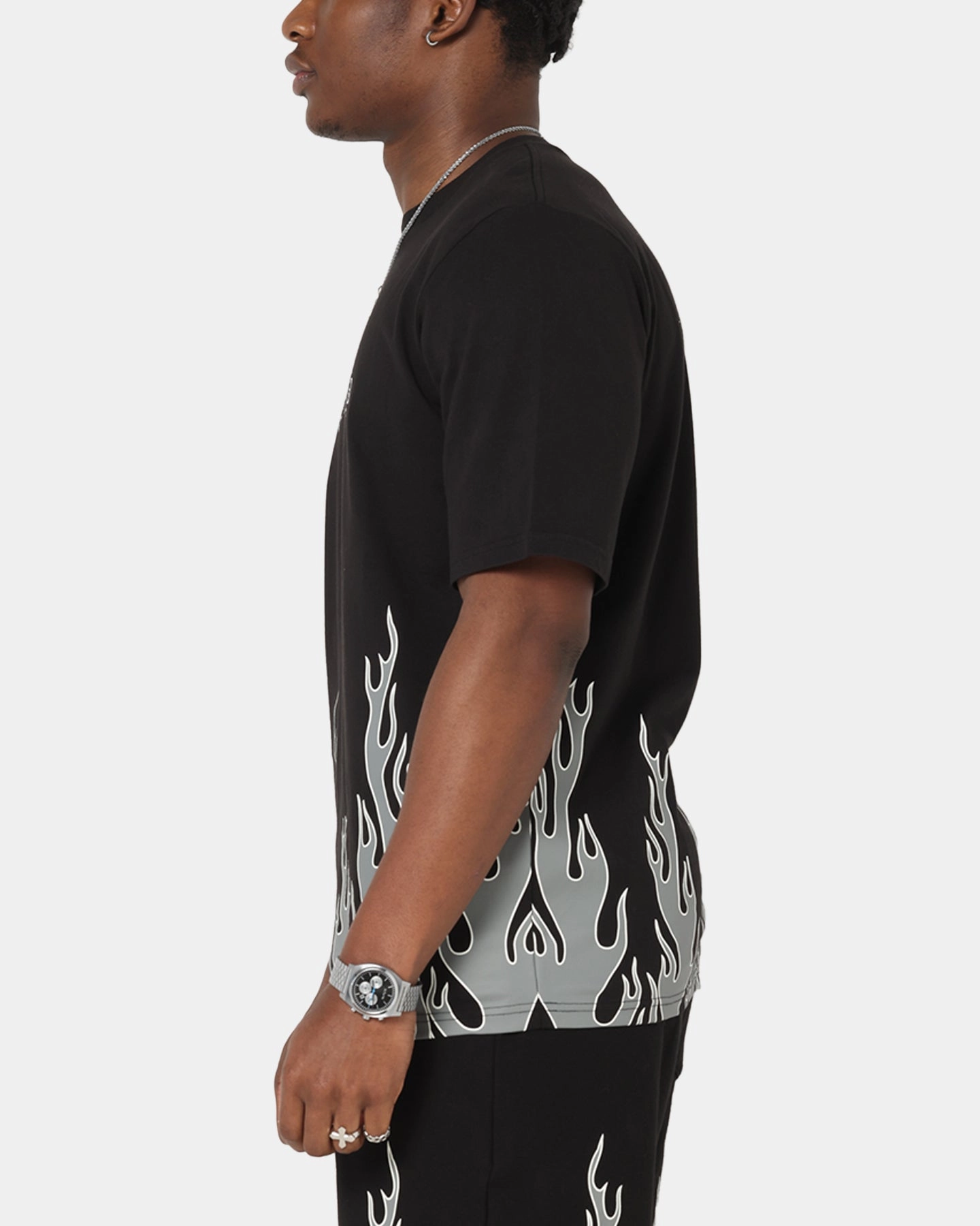 Playboy Gothic Flames T-Shirt Black Comfy Vibes Smooth Flatlock Stitching