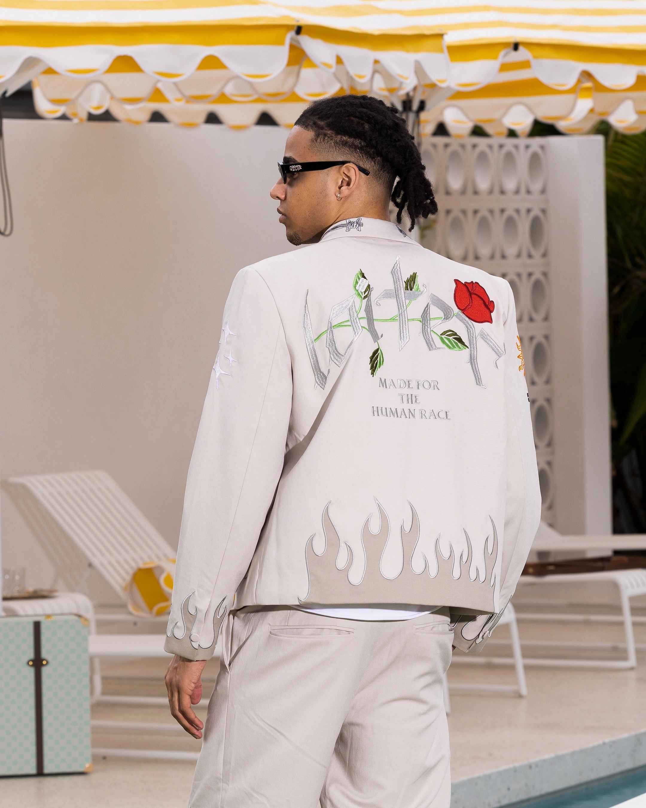 Loiter Western Blazer Jacket Off White MoistureWicking Collarless