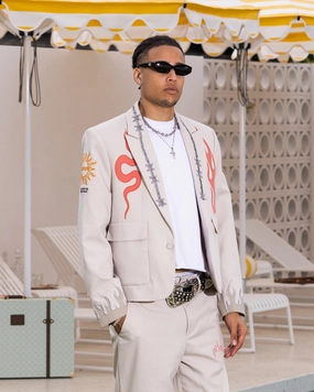 Loiter Western Blazer Jacket Off White OversizedFit Layered construction