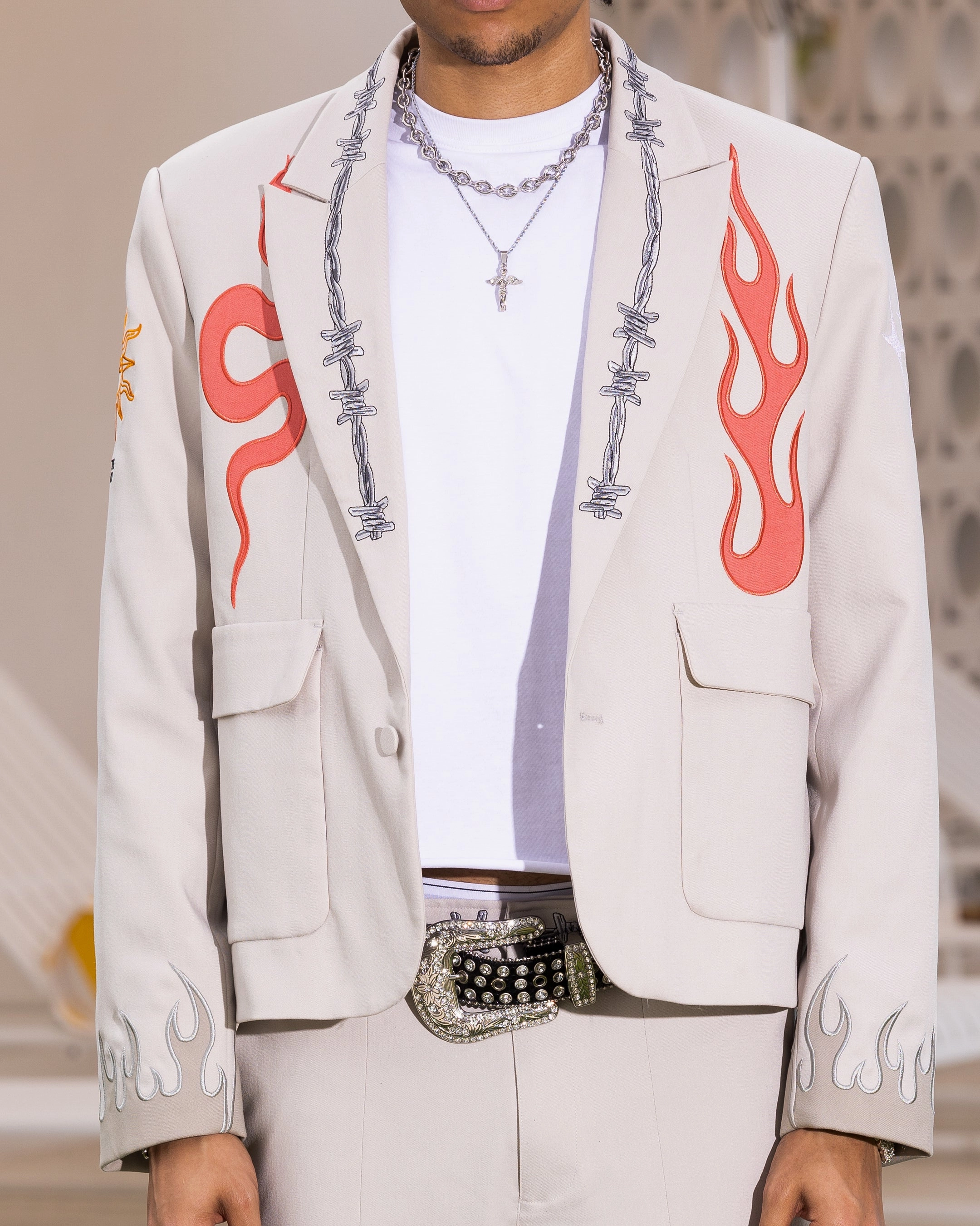 Loiter Western Blazer Jacket Off White Commemorate