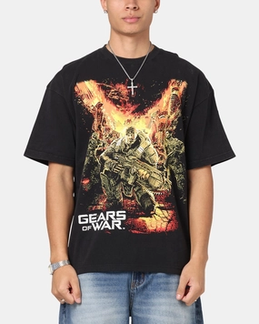 73 Studio X Gears Of War '06 Gears Of Wear Vintage T-Shirt Black Acidwash Effortless Fit Collared formality