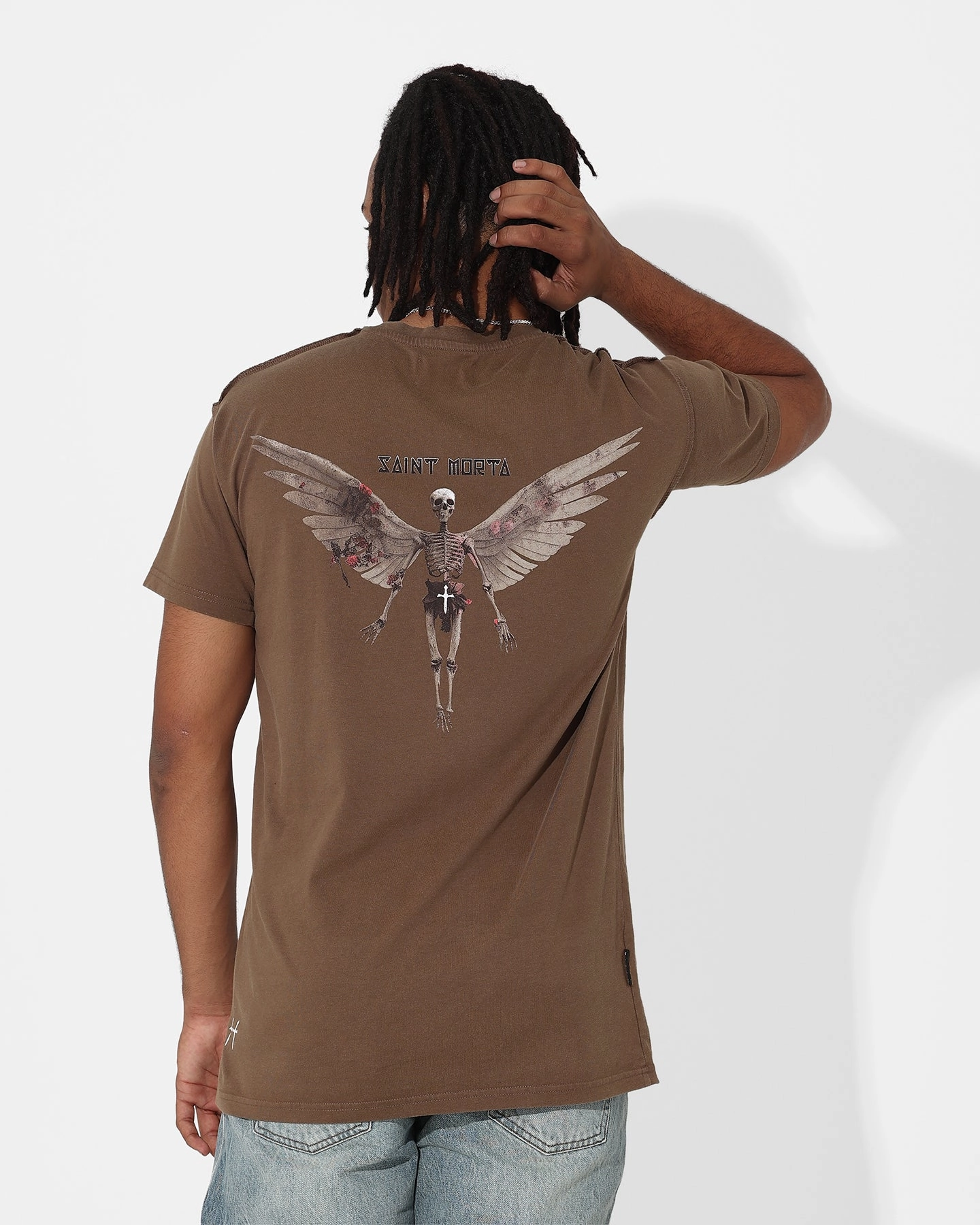 DropShoulderDesign Cozy Design Saint Morta Momento Mori Lafayette T-Shirt Vintage Brown