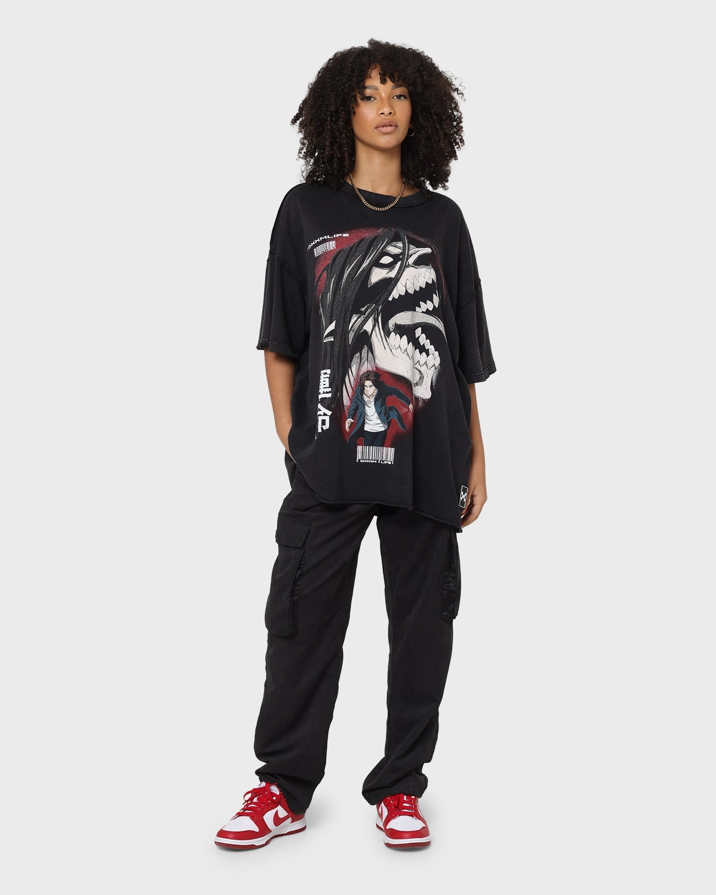 DXXMLIFE X Attack On Titan Eren DXXM Vintage T-Shirt Aged Black OdorResistant Fabric Spring Wear