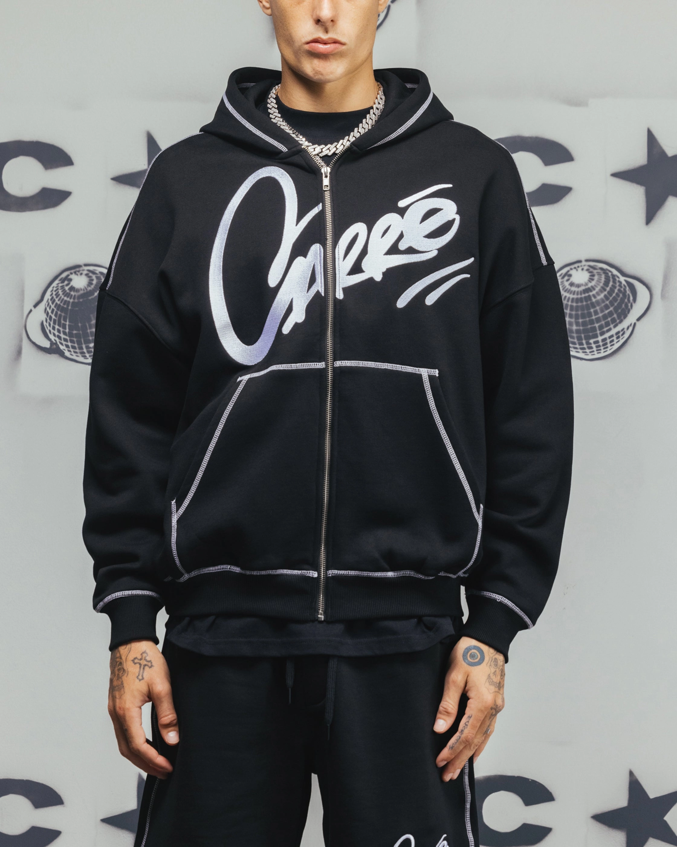 Adjustable Straps Carre Corrupt Hoodie Black