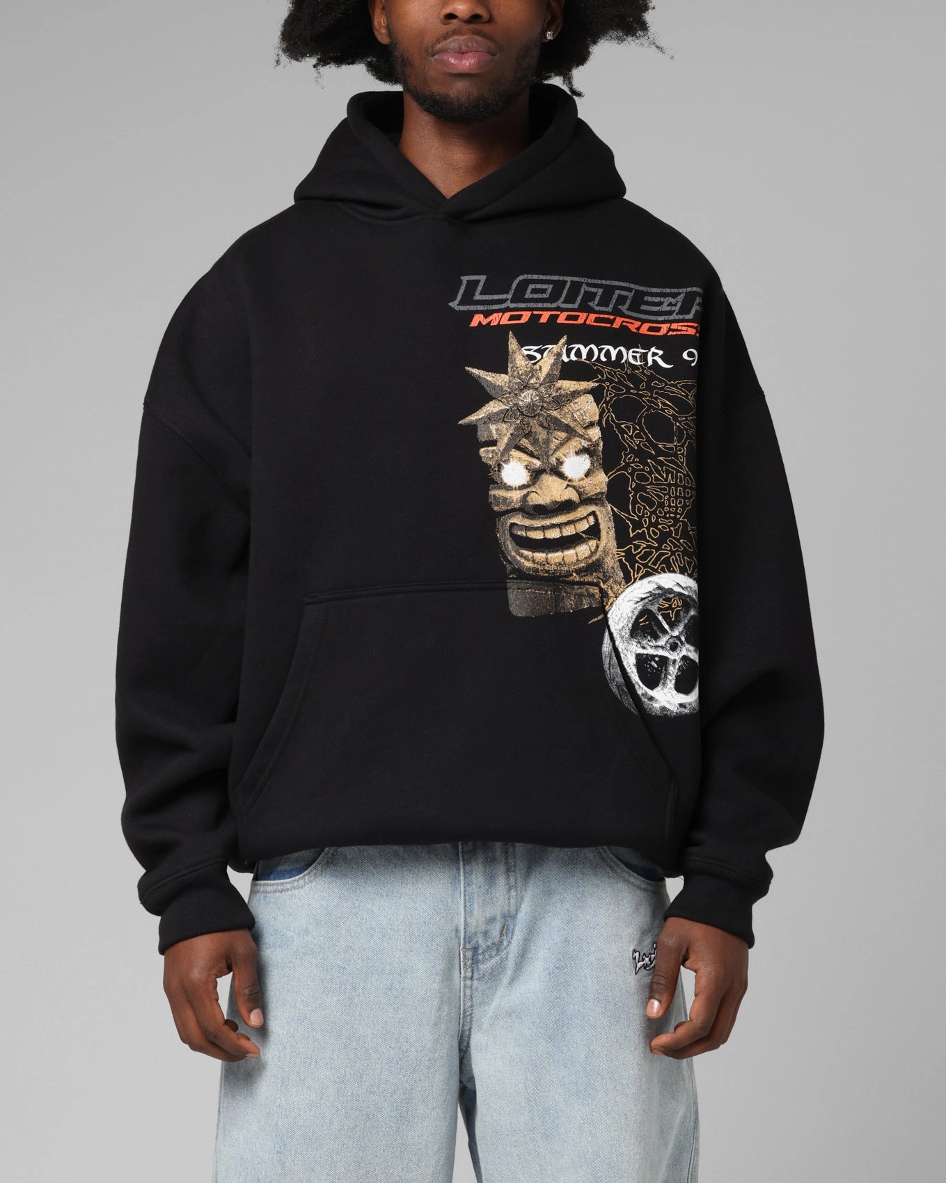 Mid - range Loiter Summer Motocross Hoodie Black