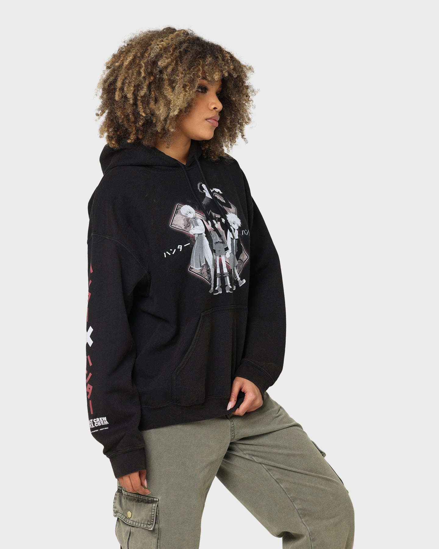 Mesh Backed Hood Goat Crew X Hunter X Hunter Vintage Hoodie Black Wash