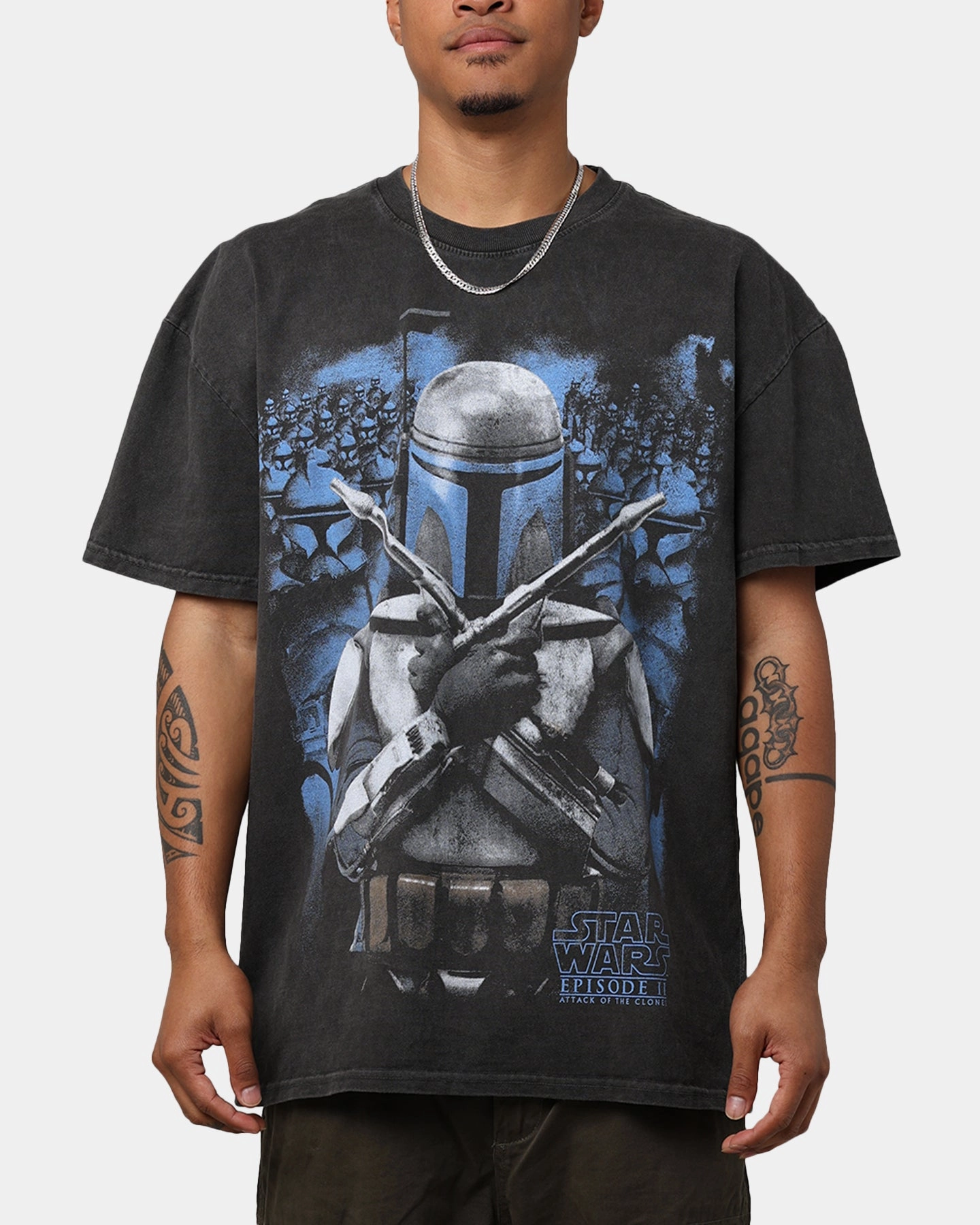 Star Wars Episode II '02 Heavyweight Vintage T-Shirt Black Wash Breathable Cotton Fabric Everyday Comfort