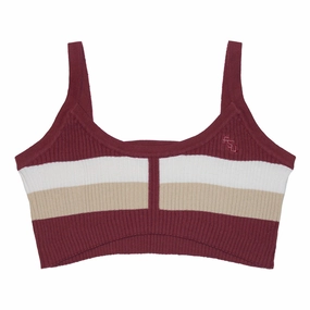 Emerson Street Women's Stacked FSU Stripe Knit Bra Top - Garnet/Gold/White High - end Repurposing - potential