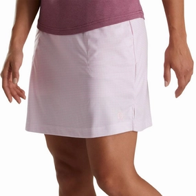 Mid Length FootJoy Performance Interlock Knit Golf Skort Pink Houndstooth - SS22 Women