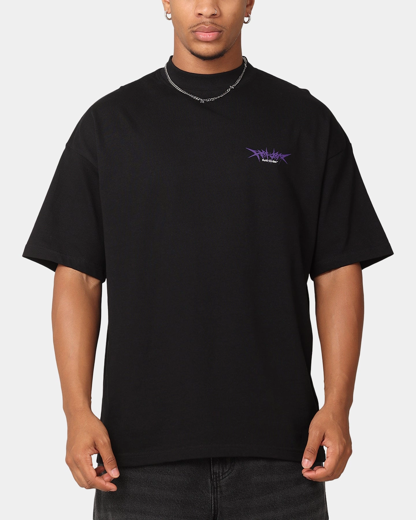 The Anti Order Metal Mock Neck T-Shirt Black Elegant Detail Comfy Touch