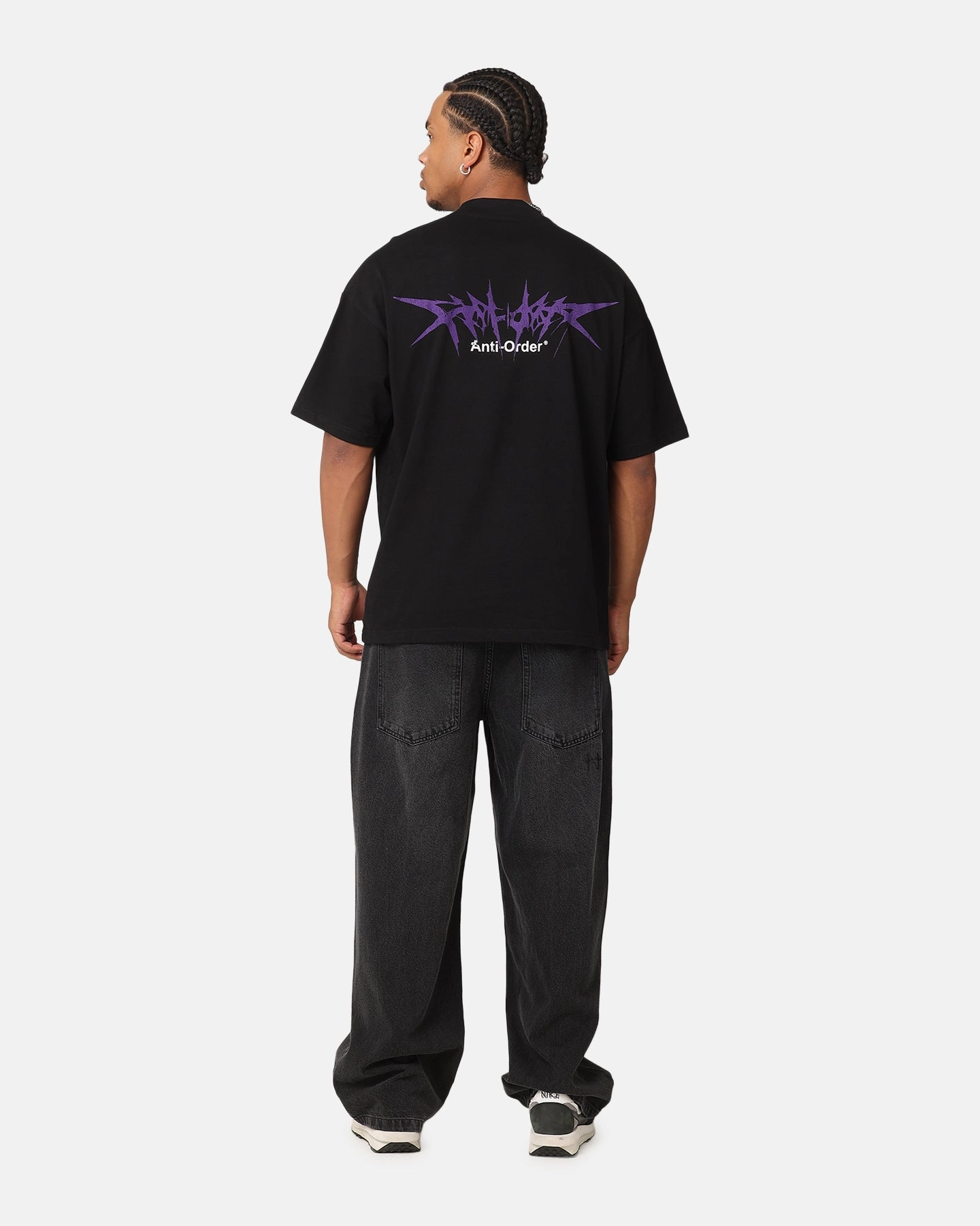 The Anti Order Metal Mock Neck T-Shirt Black Comfort Style Compact Stitch Pattern