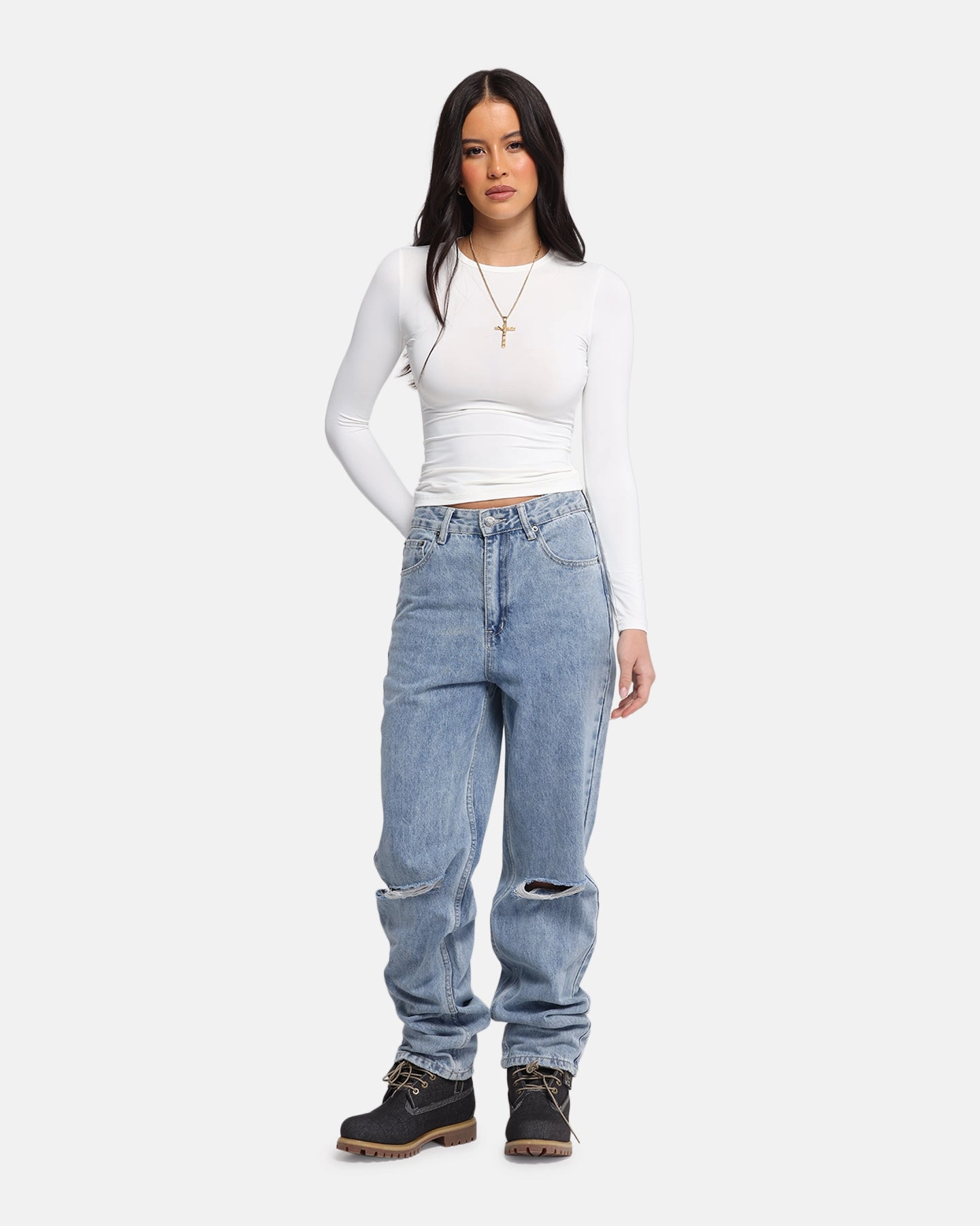 Brushed Interior Comfy Touch XXIII Women's Straight Leg Jeans Blue Denim