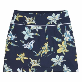 Twist Front Design PUMA Blake Knit Lily Floral Golf Skirt Deep Navy - SS25 Women