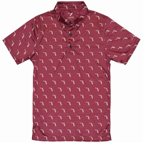 League Men's Vault State of Florida Design Sublimated Polo - Garnet Active Wear