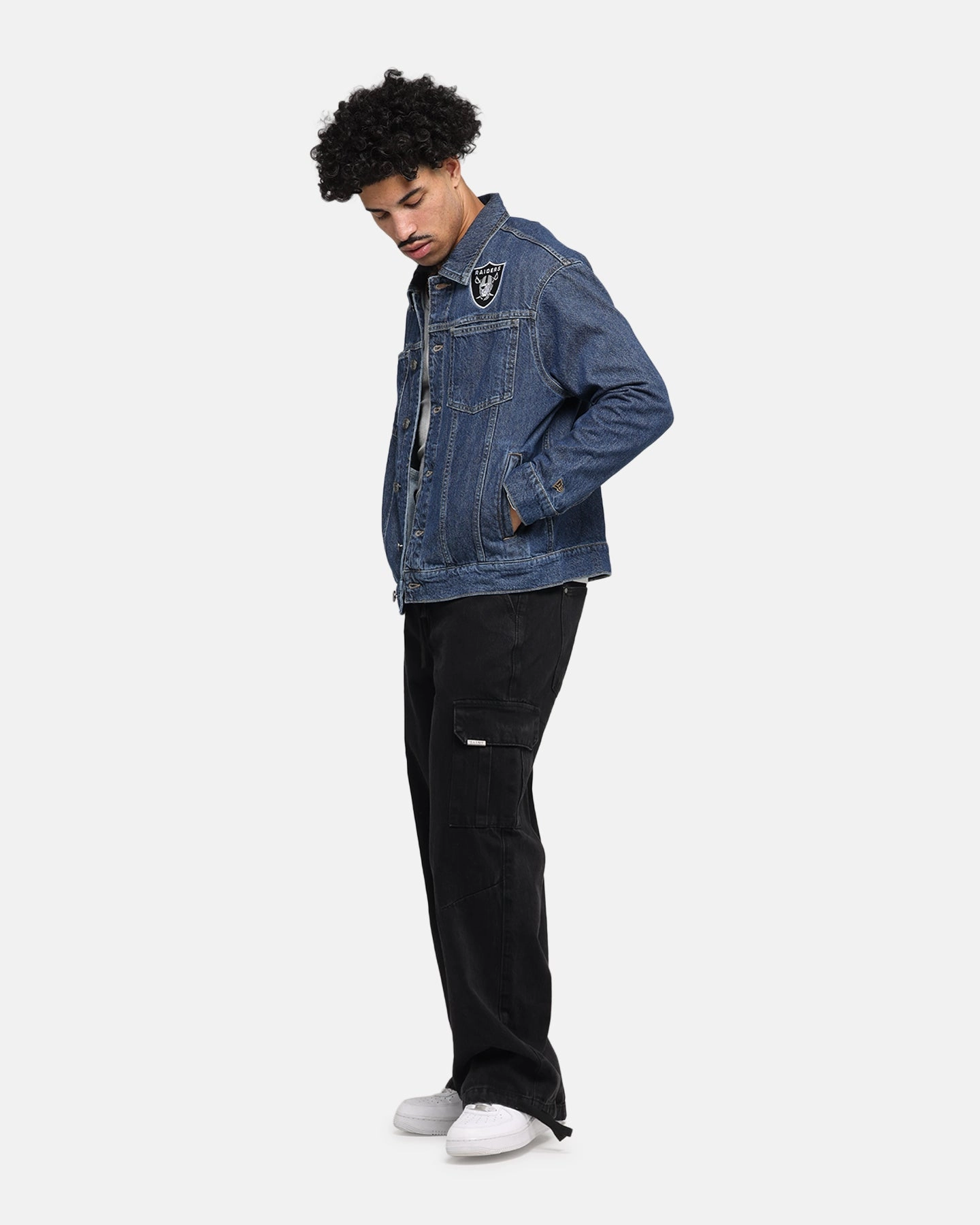 Flexible Layering snap closure New Era Las Vegas Raiders NFL Denim Jacket Dark Blue