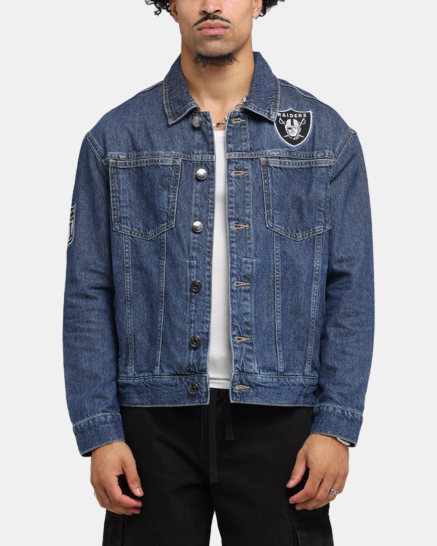 Free Motion Design New Era Las Vegas Raiders NFL Denim Jacket Dark Blue