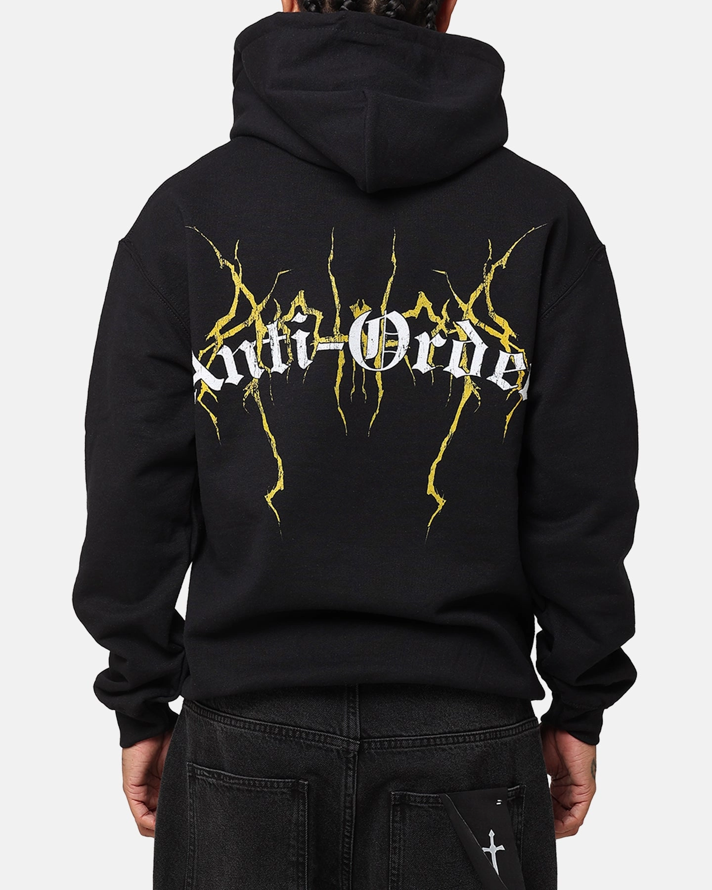 Zippered Pockets Hiking Jacket The Anti Order Choas Hoodie Black/Yellow/White