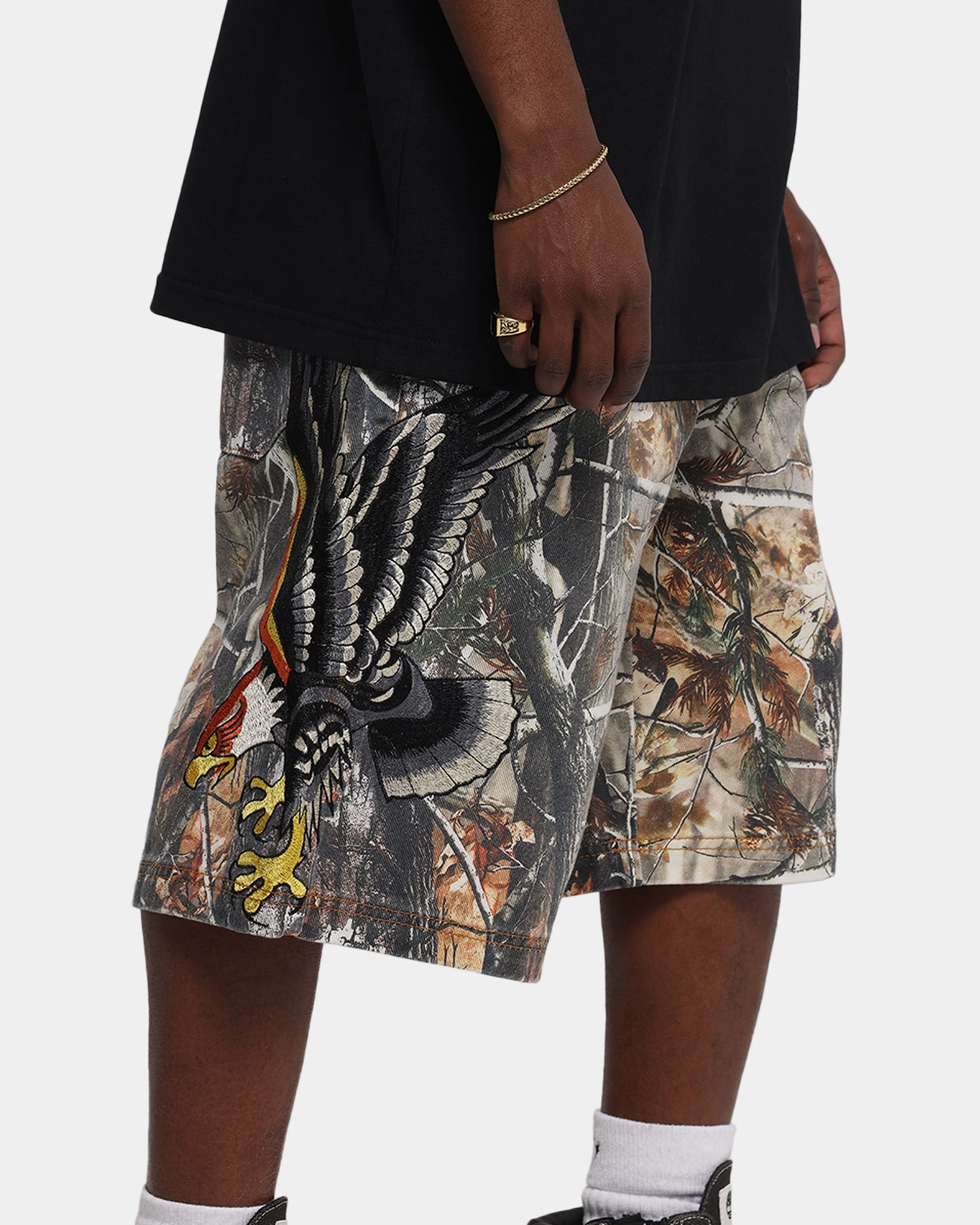 Ed Hardy Eagle Jorts Real Tree Camo Thermoregulating Fabric