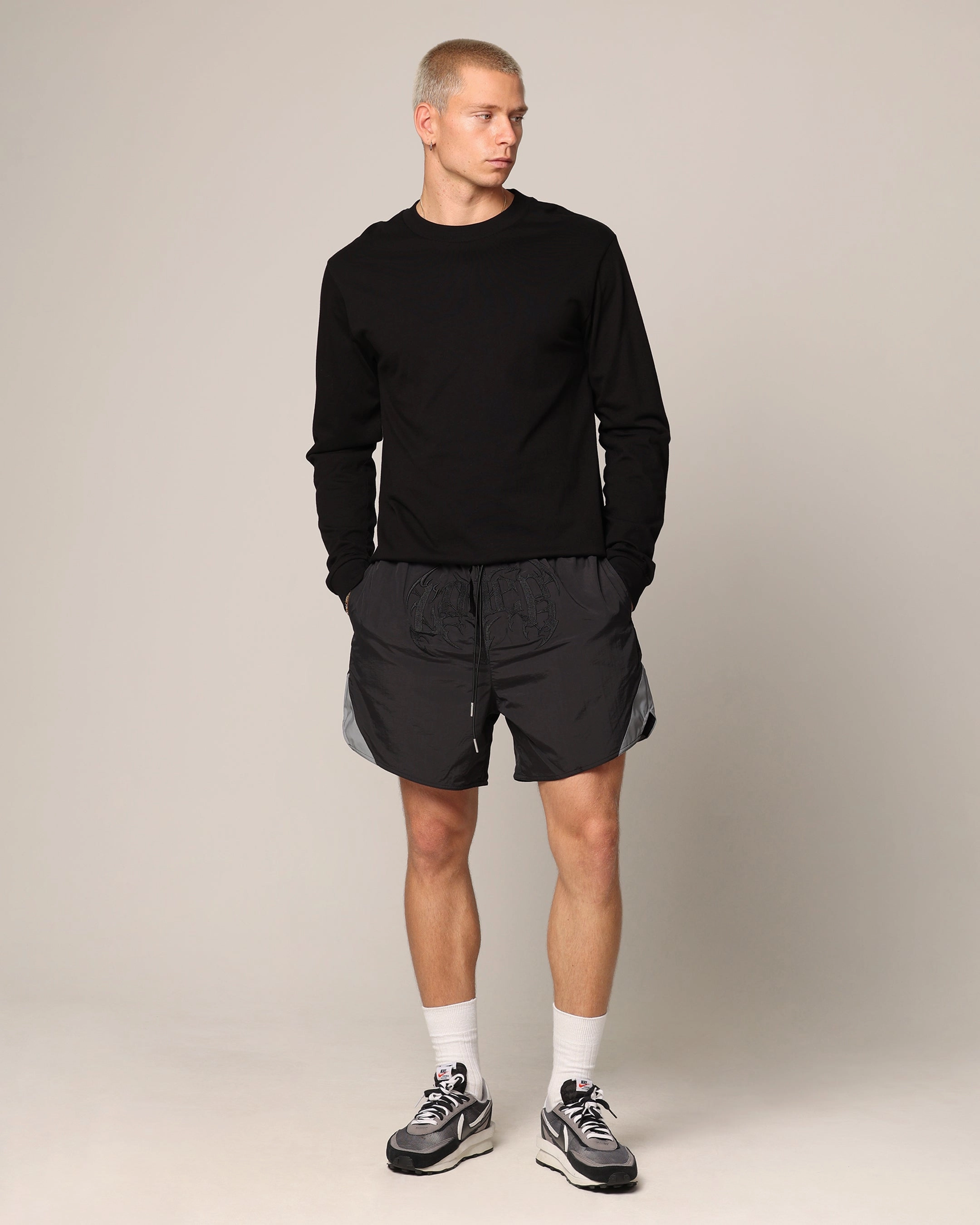 Loiter Shadow Walk Shorts Black Biodegradable Material Option