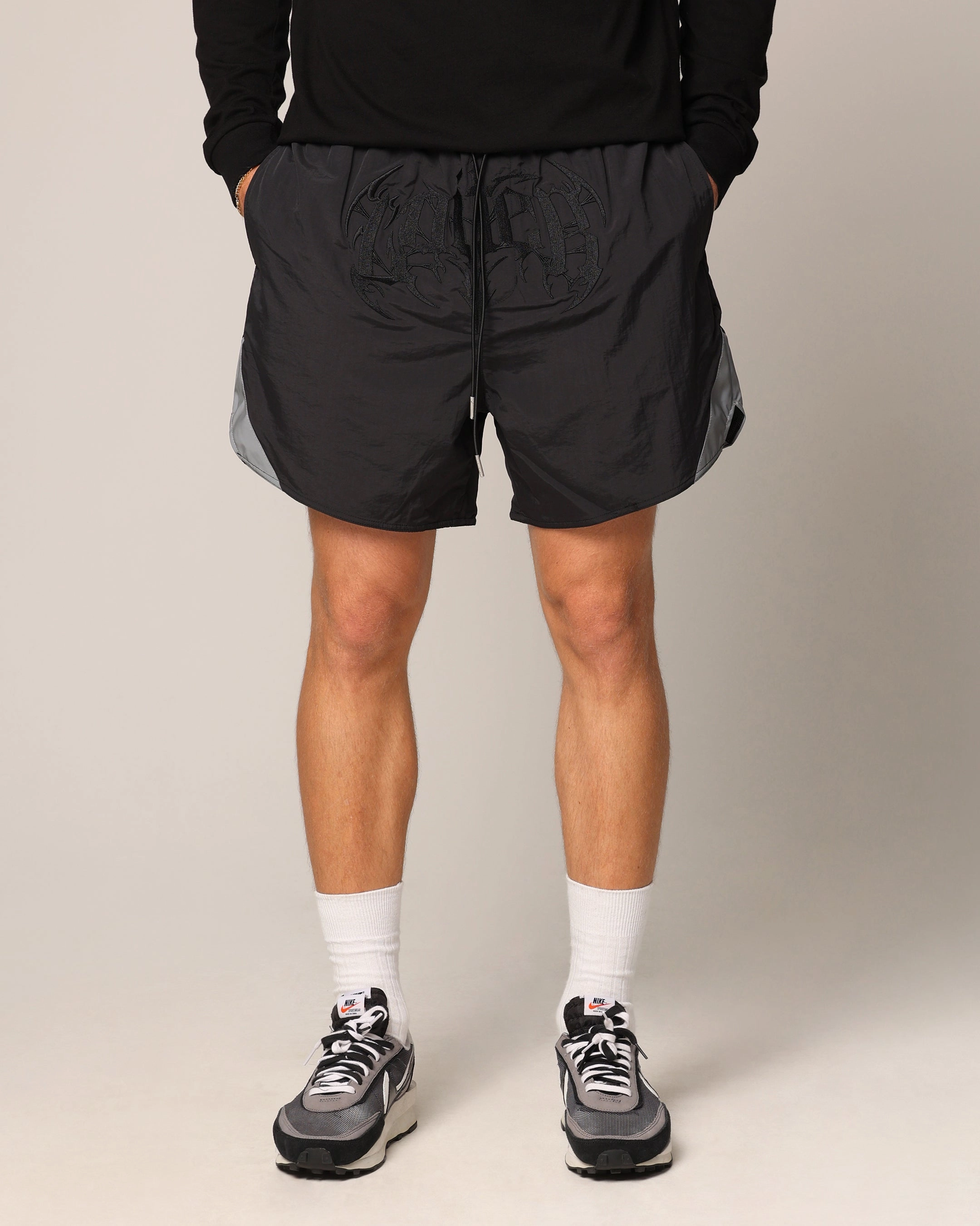 Loiter Shadow Walk Shorts Black Warm Weather Style Sneakers