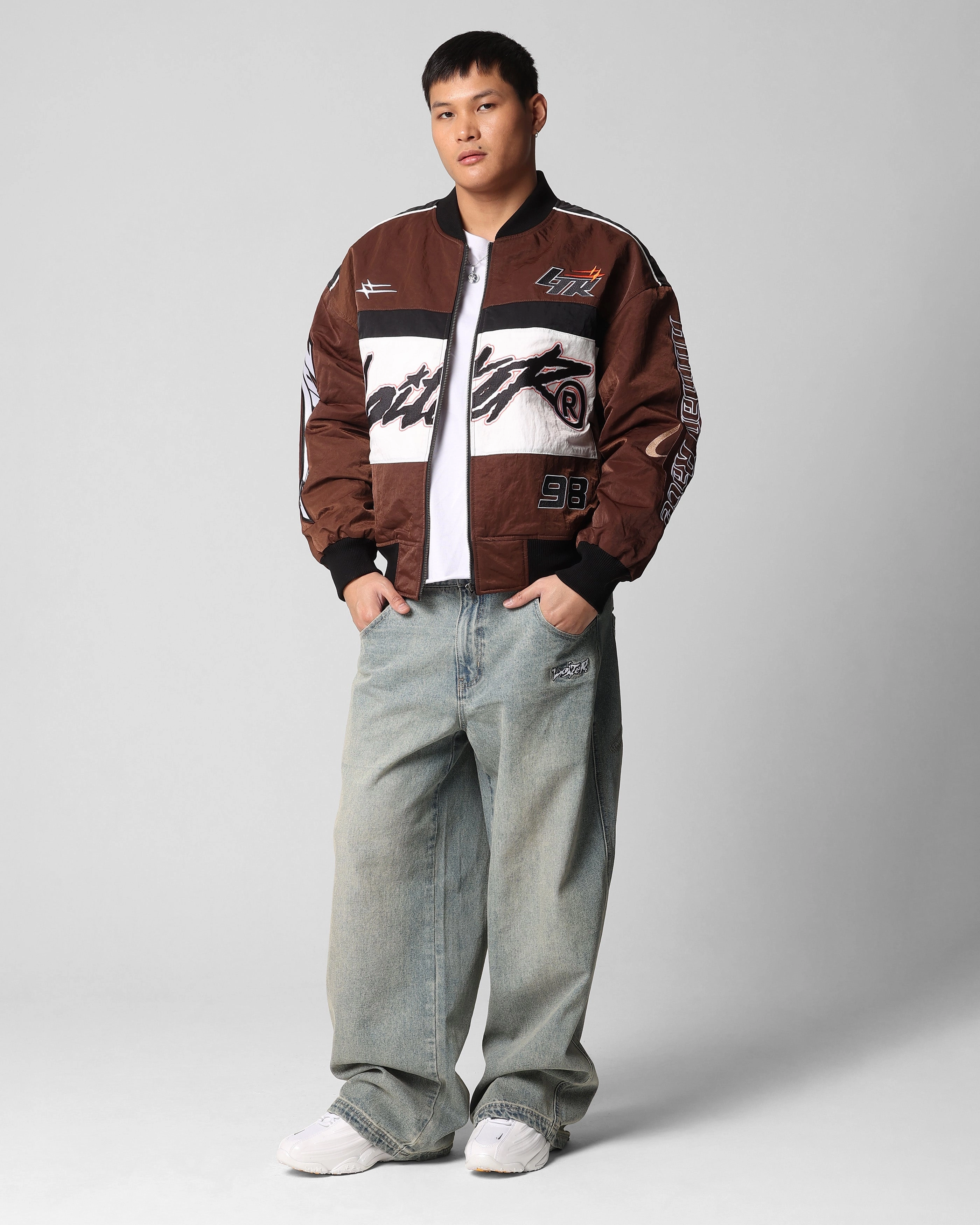 Loiter Racer Motor Jacket Brown planned purchase Adaptive Fit