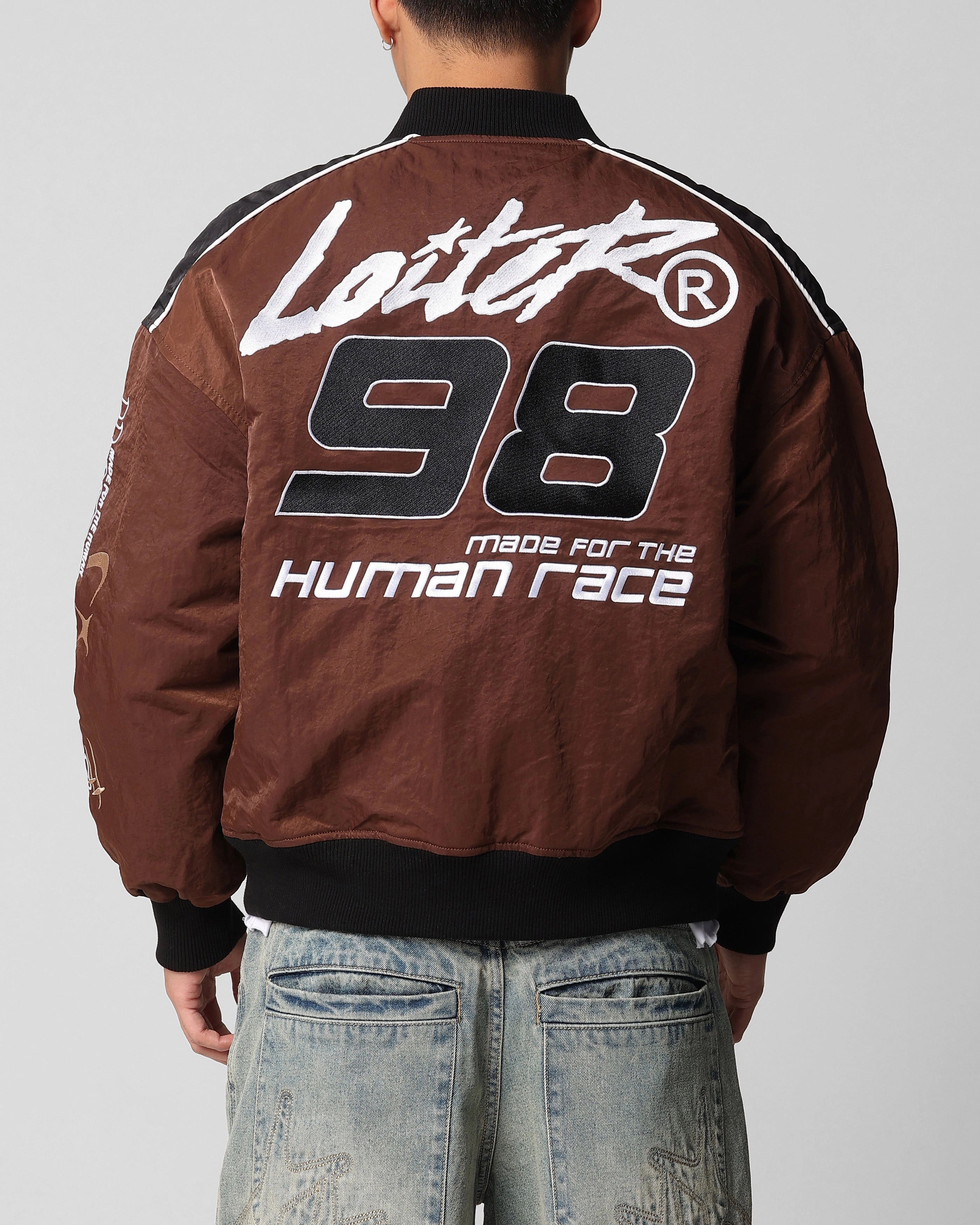 Loiter Racer Motor Jacket Brown Suspenders Raglan sleeves