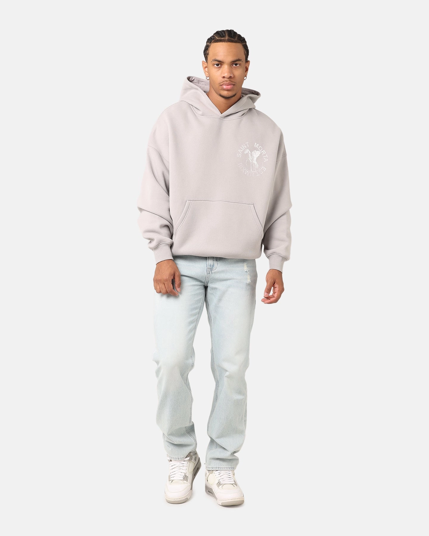 Saint Morta Pegasus Premium Hoodie Grey Silk Bracelet