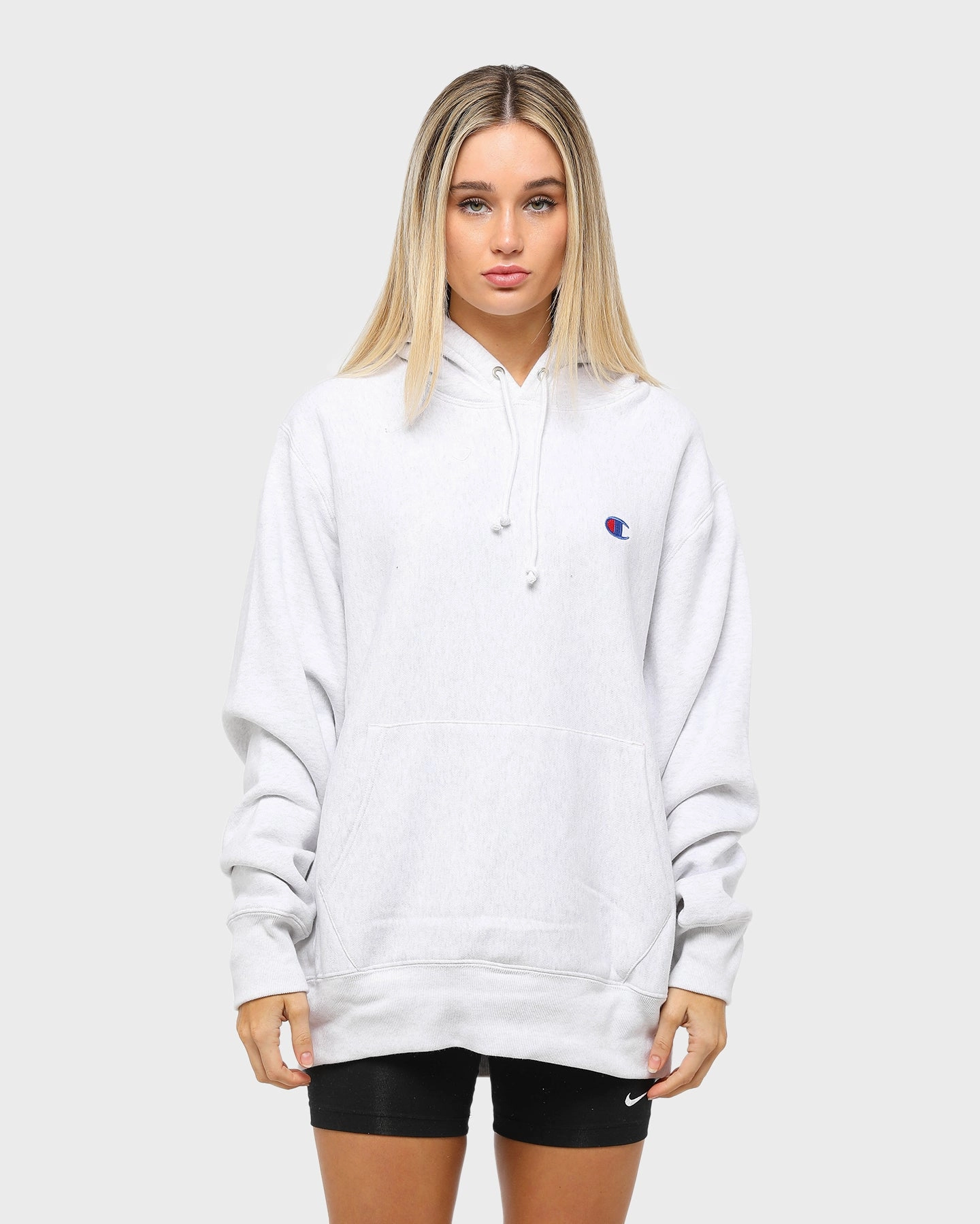 Laser Cut Vents Champion Rev Weave Hoodie Silver