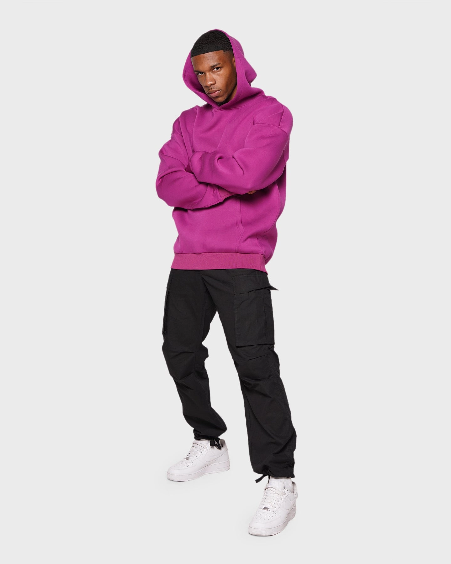 XXIII Riaz Hoodie Dark Grape Cozy Lining Stretch Knit Fabric