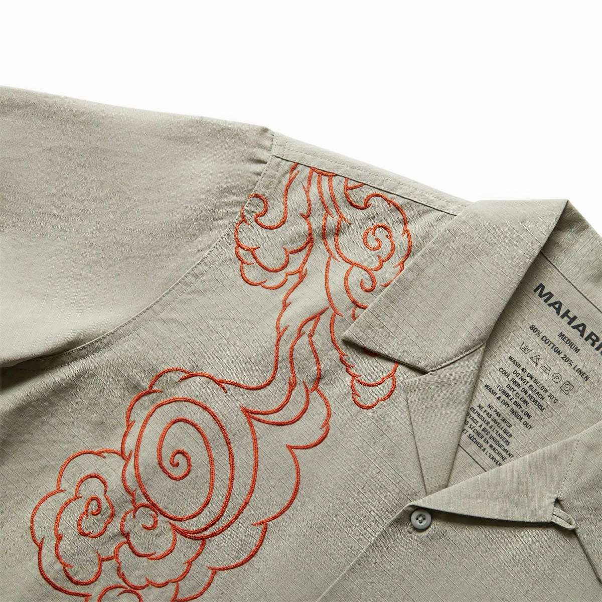 Fade Resistant tall size Maharishi Thai Cloud Camp Collar Shirt 'Silver Sage'