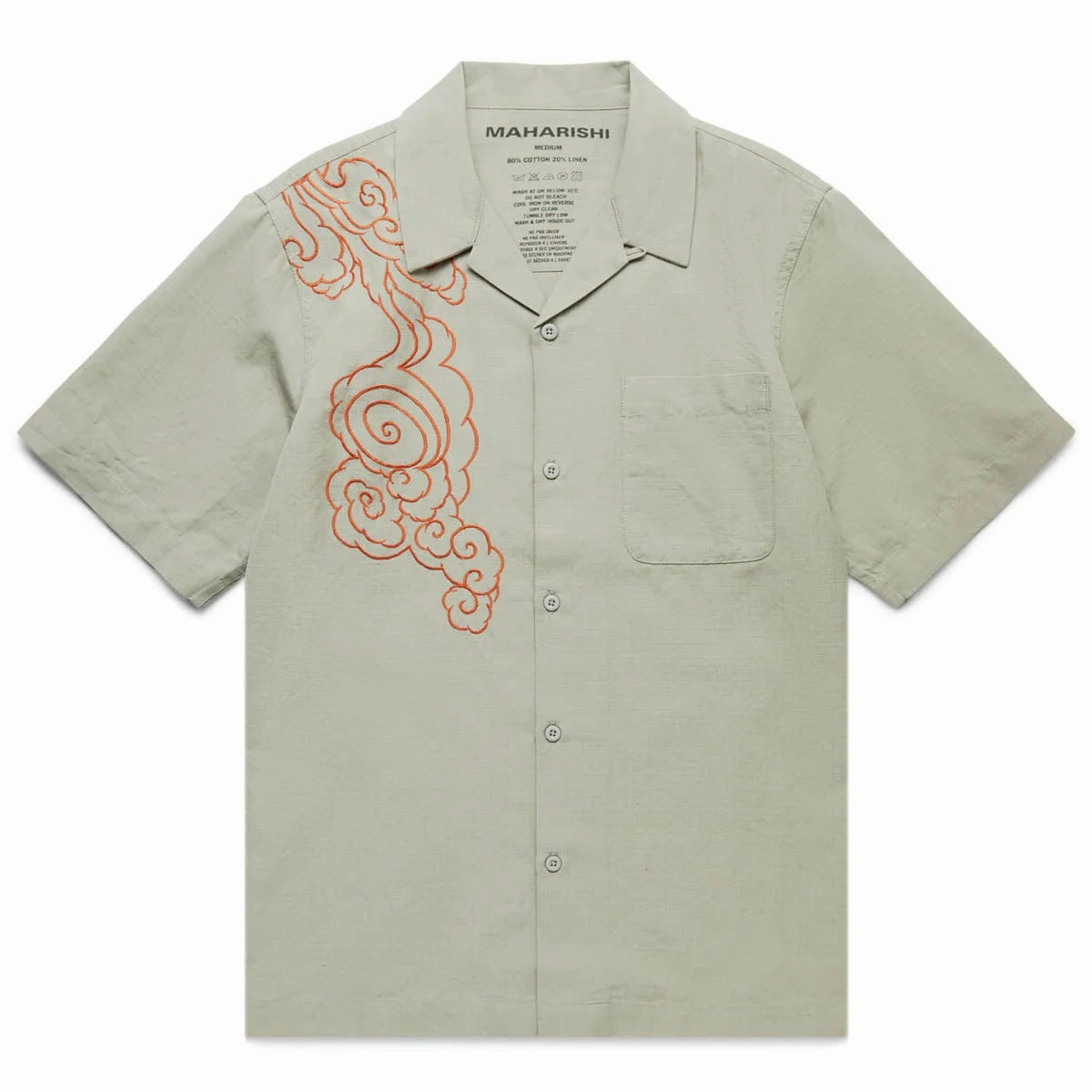 Wrinkle Resistant Finish Contrast Stitch Maharishi Thai Cloud Camp Collar Shirt 'Silver Sage'