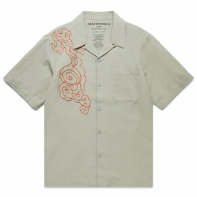 Maharishi Thai Cloud Camp Collar Shirt 'Silver Sage' Multi Layer Stitching Lightweight Construction