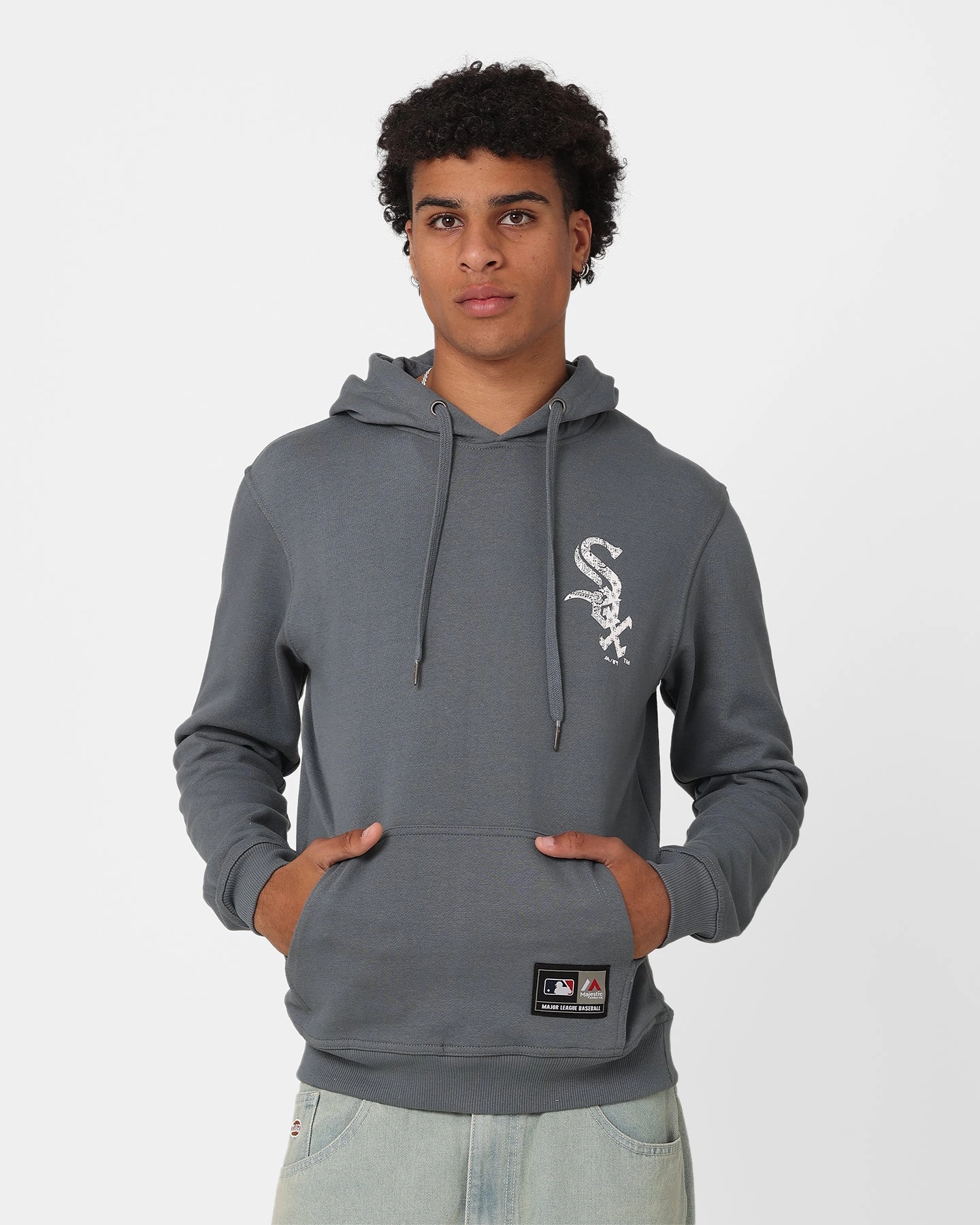 Majestic Athletic Chicago White Sox Bandana Paisley Duke Hoodie Pewter MultiPocketDesign