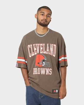Majestic Athletic Cleveland Browns Vintage Sport Stripe Oversized T-Shirt Faded Brown Modern Layer BioBased Fibers