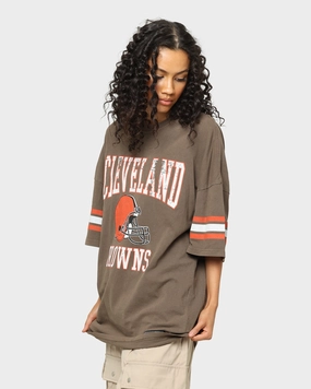 Smart Casual Look Majestic Athletic Cleveland Browns Vintage Sport Stripe Oversized T-Shirt Faded Brown