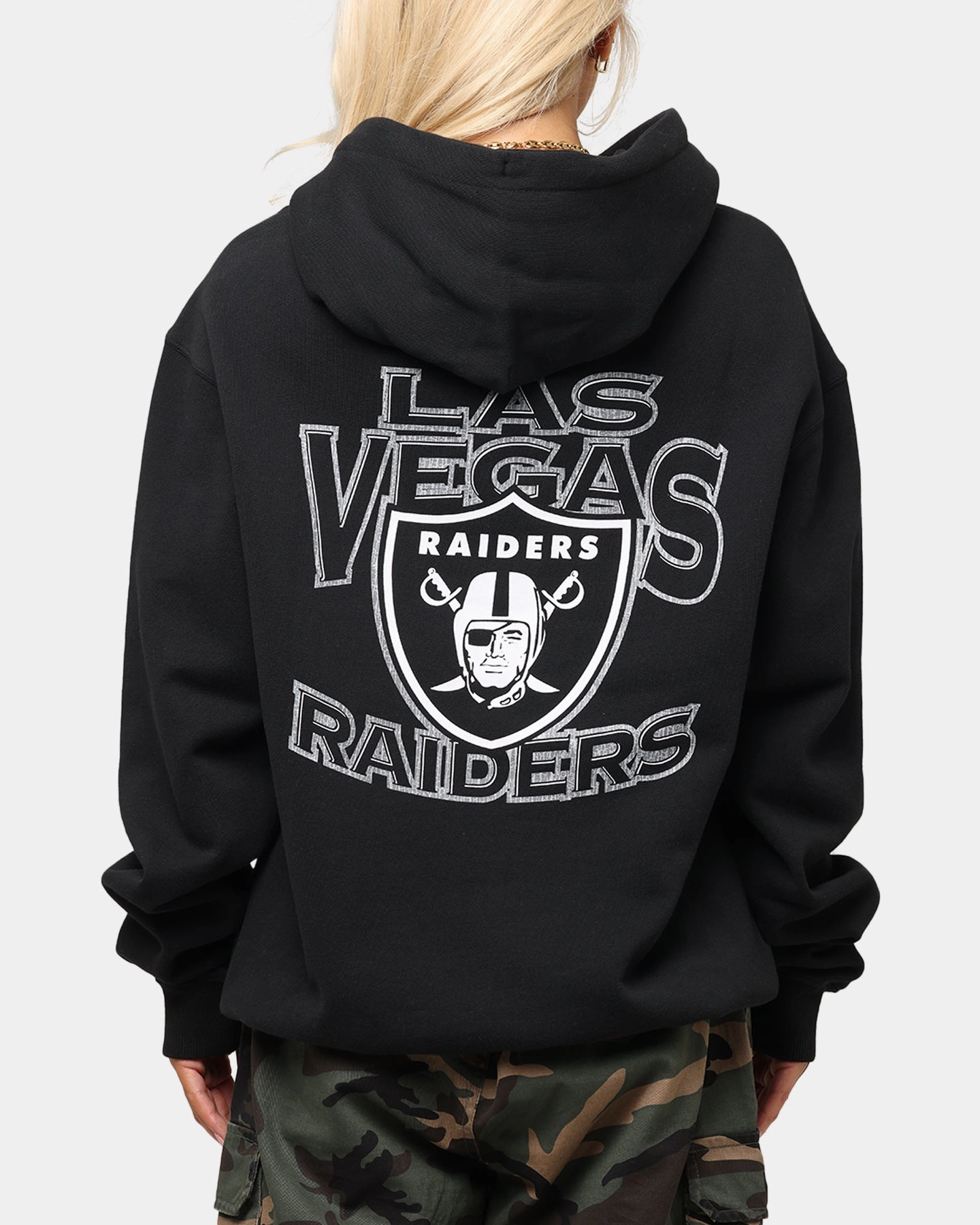 Majestic Athletic Las Vegas Raiders Acland Hoodie Black Jog Layered Collar Design
