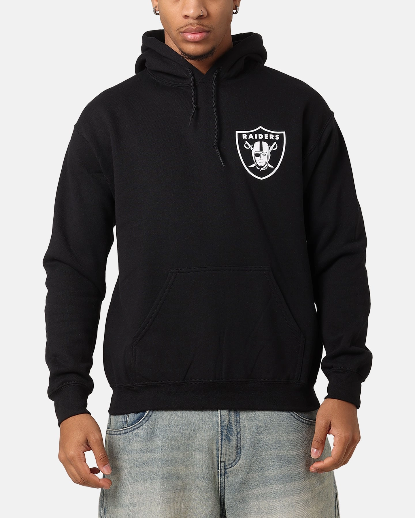 Button Snap Conversion Majestic Athletic Las Vegas Raiders Doyers Chest Hoodie Black