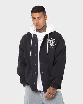 Majestic Athletic Las Vegas Raiders Fleece Replica Hooded Jacket Faded Black Easy Protection Trail Function