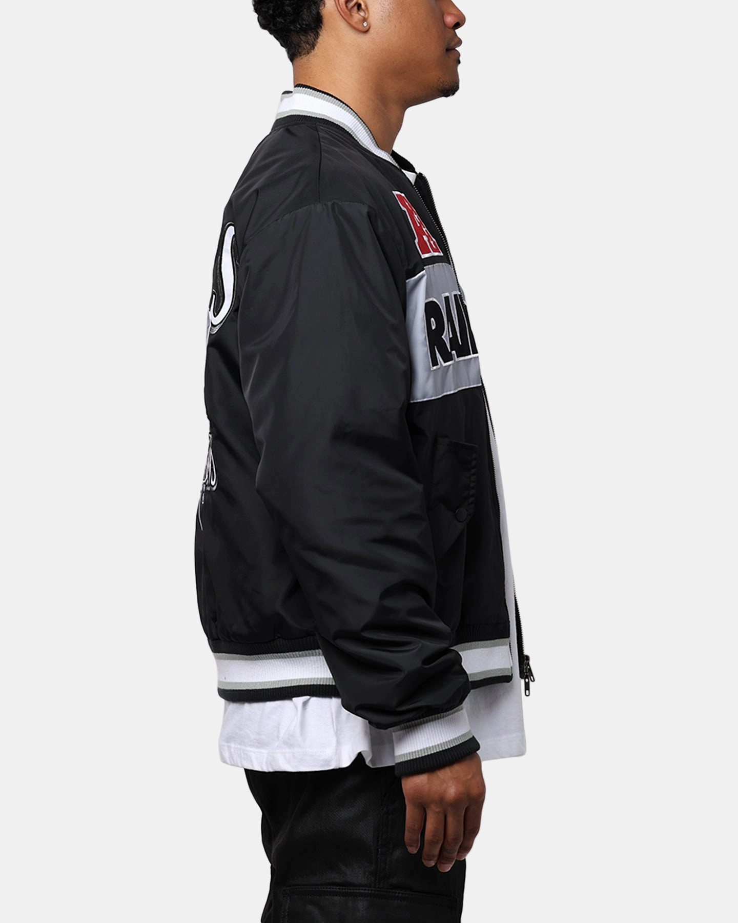 floral Majestic Athletic Las Vegas Raiders Moto Jacket Faded Black