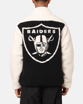 Majestic Athletic Las Vegas Raiders Sherpa Jacket Vintage White Eye - Catching Ring