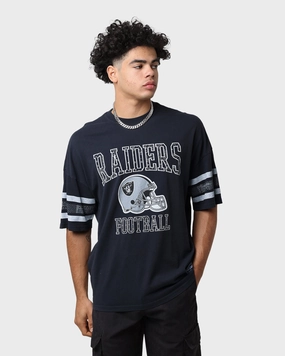 Fresh Outfit QuickDryTechnology Majestic Athletic Las Vegas Raiders Stripe Vintage T-Shirt Faded Black